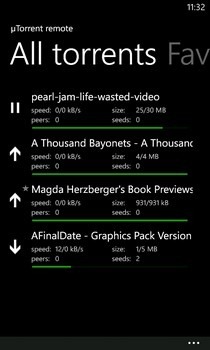µTorrent Remote WP7 Home