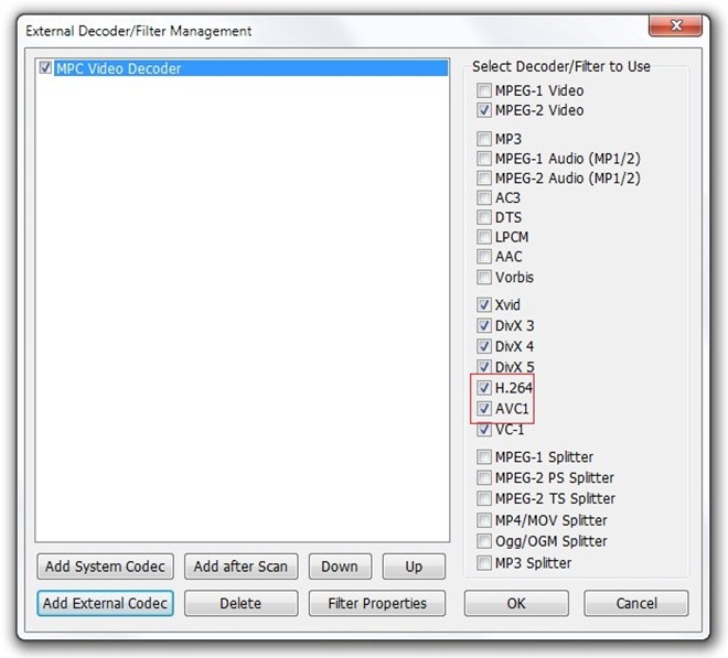 Decodificador externo Gestión de filtros Decodificador externo Gestión de filtros