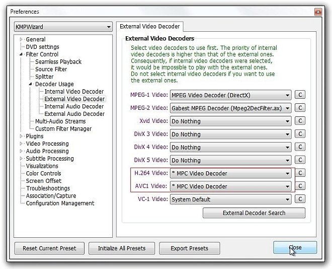 Decodificadores de video externos