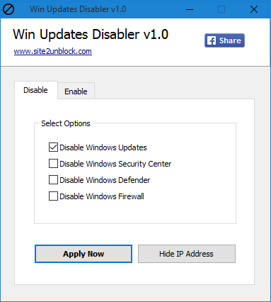 Vind opdateringer Disabler
