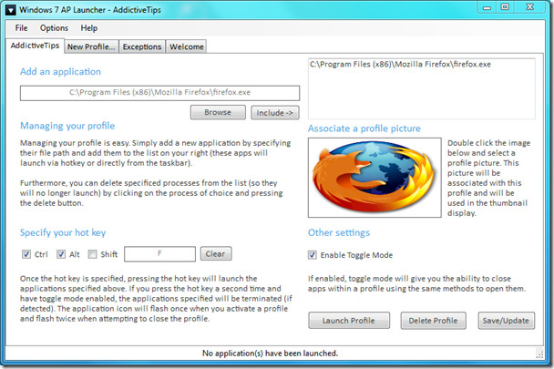 Windows 7-applikationsstarter