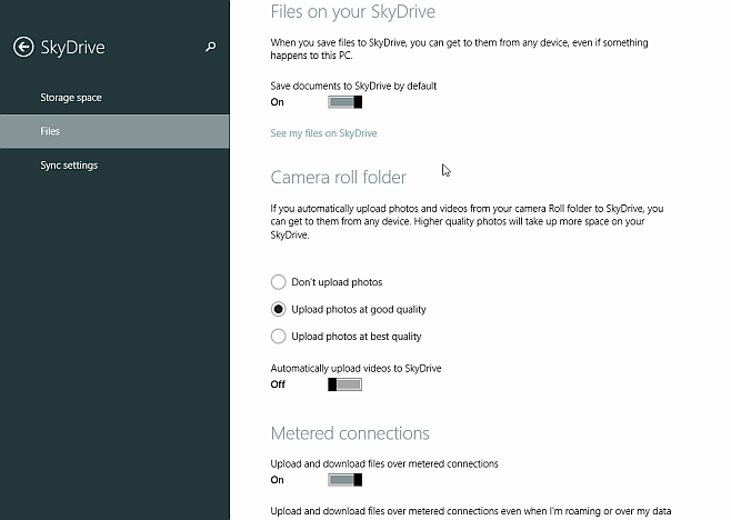 Windows 8.1 SkyDrive -asetukset - tiedostot