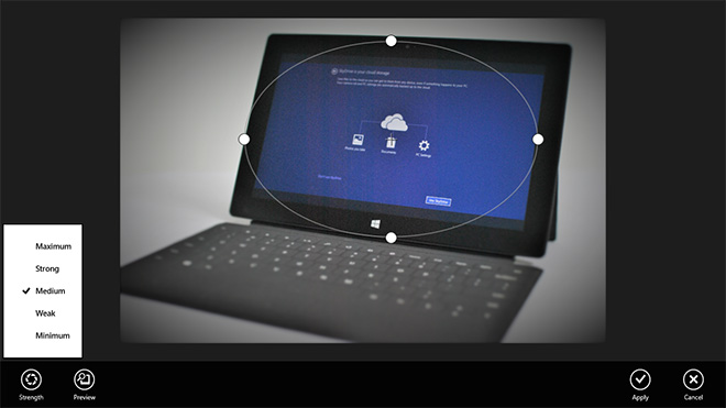 セレクティブフォーカス-(ラジアル-チルト-シフト)-効果-Windows-8.1-写真-エディター