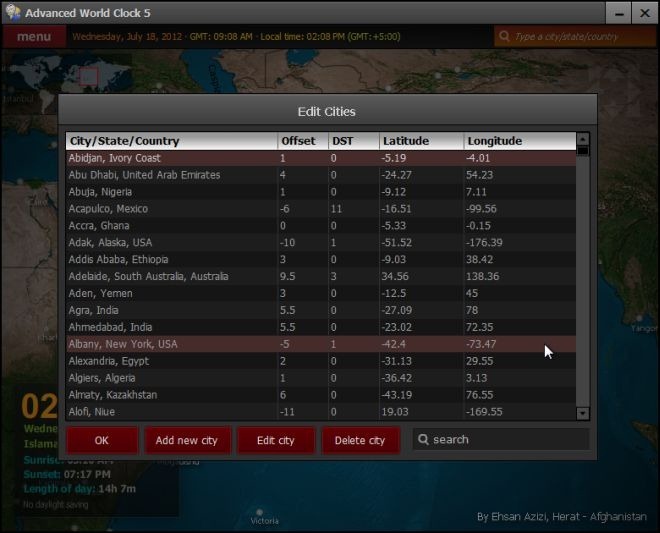 Разширени световни часове Редактиране на градове