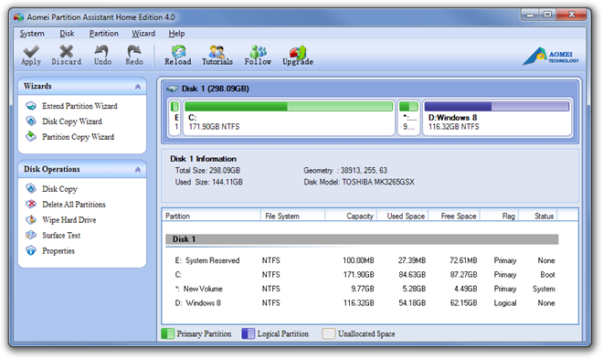 Aomei Partition Assistant Home Edition 4.0