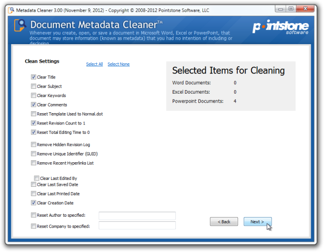 Metadata Cleaner Clean