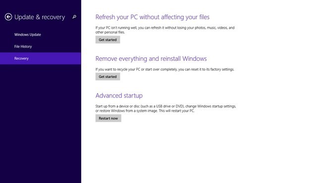 Windows 8.1 frissítés és helyreállítás