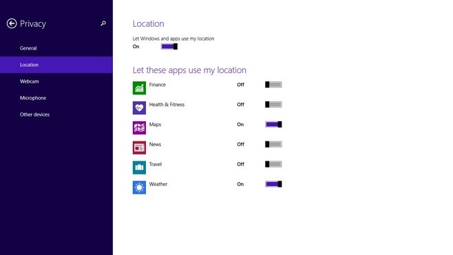 Privatnost sustava Windows 8.1