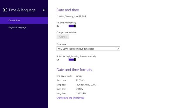 Windows 8.1 Czas i język