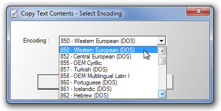 Textinhalt kopieren - Codierung auswählen