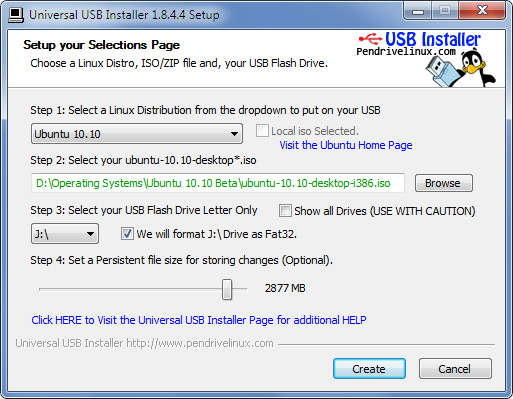 การติดตั้ง Universal USB Installer 1.8.4.4