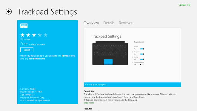 Trackpad Settings_Windows Store