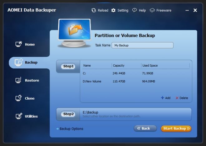 Data Backuper Start backup