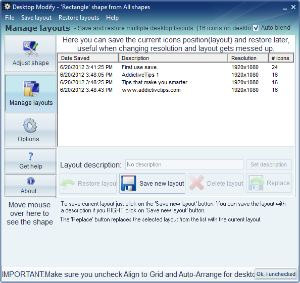 Desktop Modify - Layout verwalten Desktop Modify - Layout verwalten