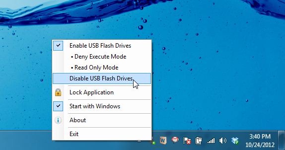 USB-flashdrev Control_System Tray Menu