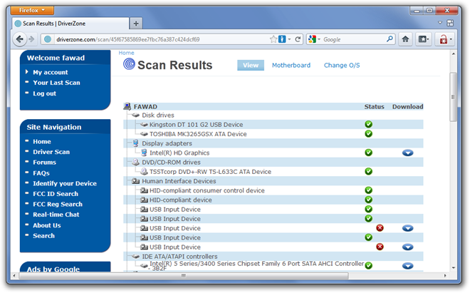 Skanningsresultat DriverZone - Mozilla Firefox