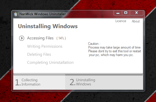 NanWick Windows atinstalētāja_atcelšanas process
