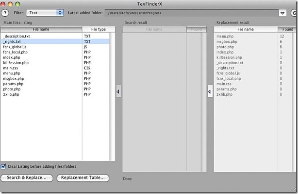 texfinderx w systemie Mac OS X