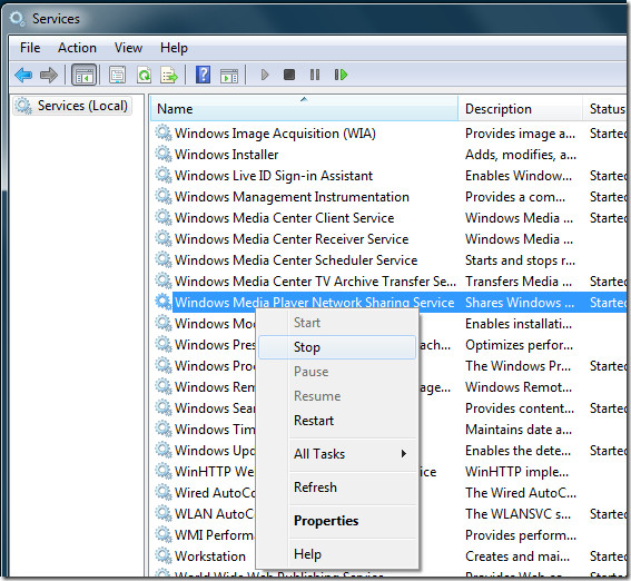 „Windows Media Player“ tinklo bendrinimo paslauga