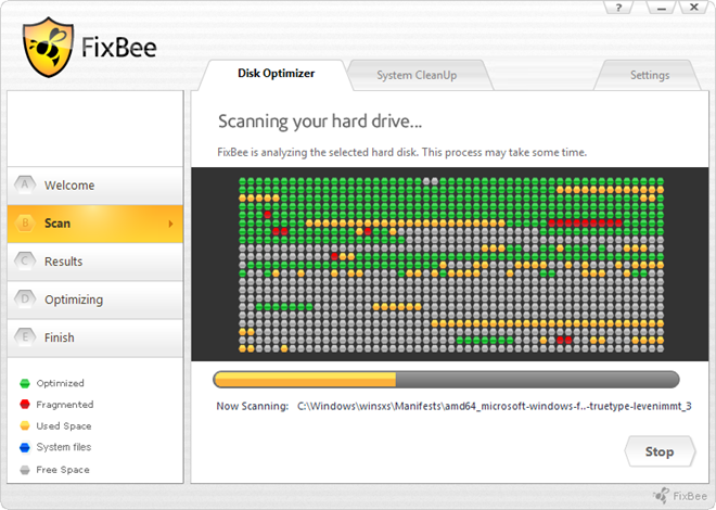 การสแกน FixBee Disk Optimizer