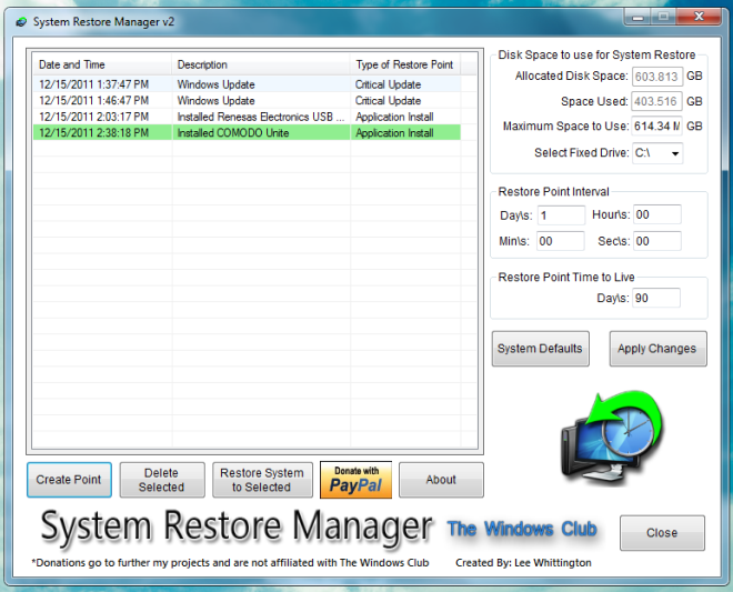 System Restore Manager