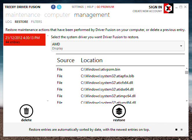 Treexy Driver Fusion_Management_Restore