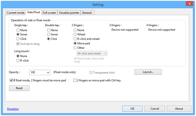 Налаштування TouchMousePointer Налаштування TouchMousePointer