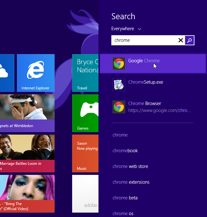 Windows 8.1 Inteligentní vyhledávání