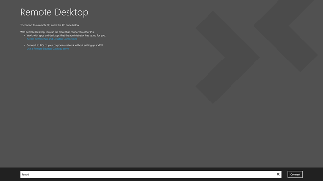 Windows 8 Remote Desktop PC Name