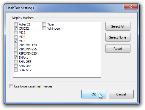 HashTab Settings