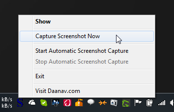 Auto Screenshot Capture systeemvak