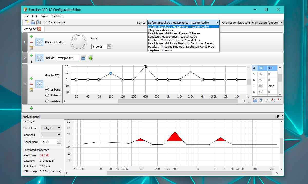 Interface equalizer apo