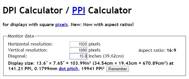 Calculatrice DPI