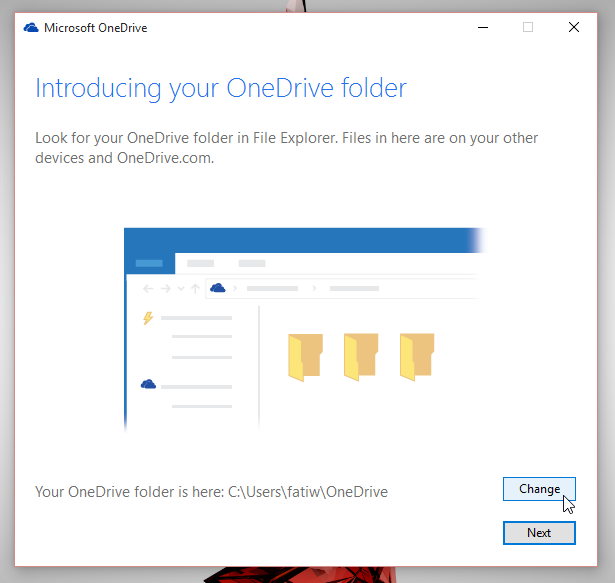 onedrive с промяната на местоположението