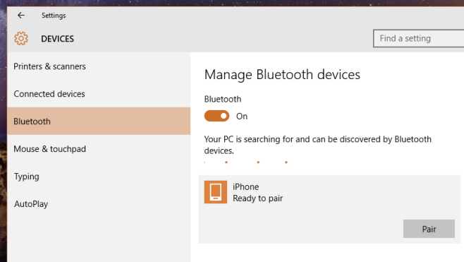 win10-BT-جهاز زوج