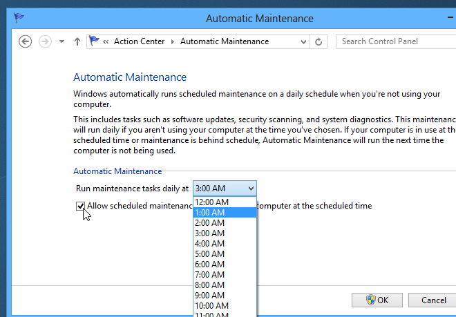 Windows 8_Step_3에서 정기 또는 자동 유지 관리 변경 또는 비활성화