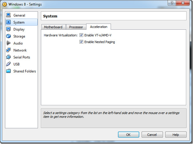 indstillinger for virtuel acceleration