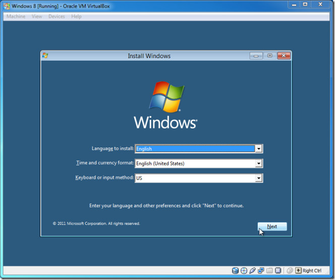 windows 8 virtual box