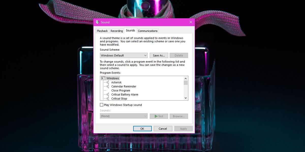 Event apply. Windows Startup Sounds. Click Sound. Windows SOUNDPLAYBACK icon right.