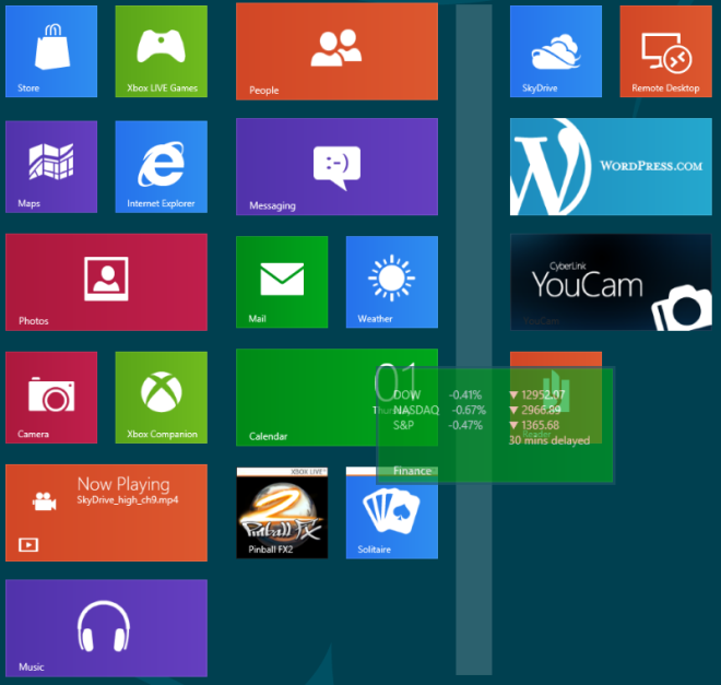 Windows 8 flīžu organizēšana grupās