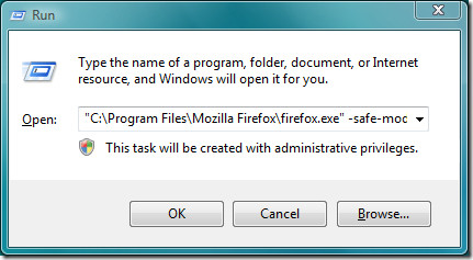 executar comando firefox