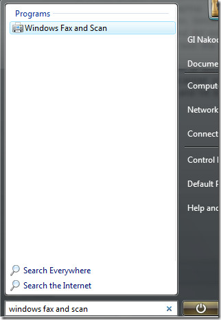 Windows fax et scan démarrer la recherche