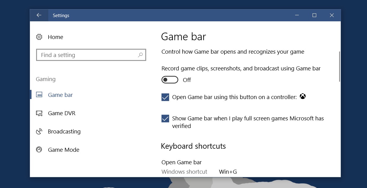 turn off game bar