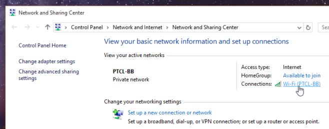 win10-Network and Sharing Center