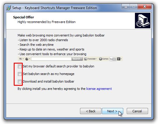 Setup - Tastaturkürzel Manager Freeware Edition