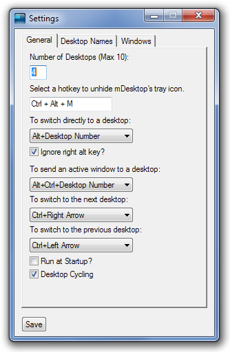 mDesktop Settings