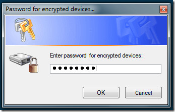 Okno dialogowe hasła TrueCrypt