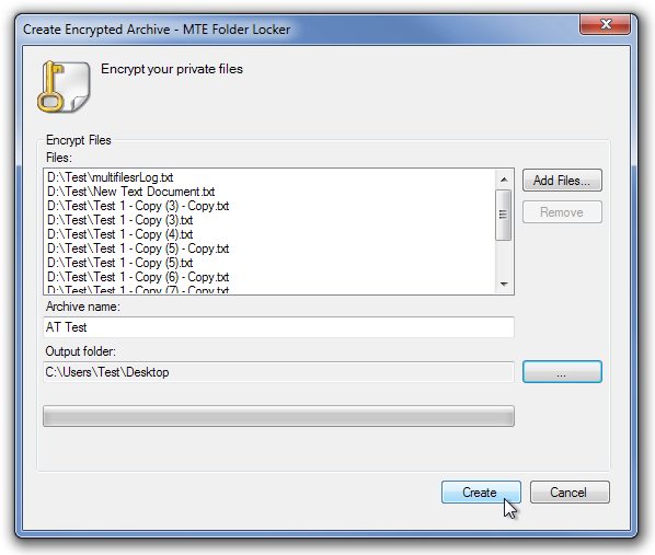 Створення зашифрованого архіву - MTE Folder Locker