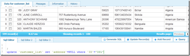 gerar sql