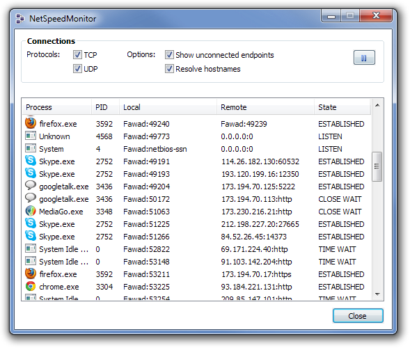 การเชื่อมต่อ NetSpeedMonitor